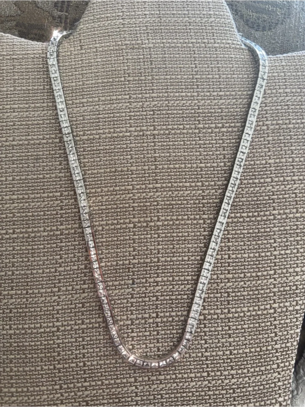Classic Silver-Tone Crystal Tennis Necklace - Silver like brand new. Never worn